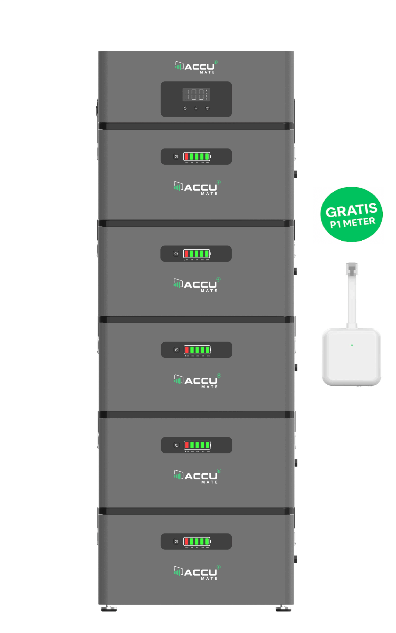 AccuMate plug in inverter + 5 x batterij (12 KWh opslag)